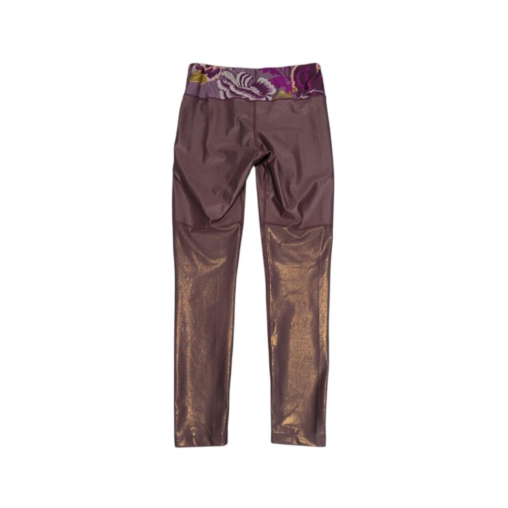 Maaji Prove Shimmery Leggings Workout Active Gym Womens Large Floral Purple - Picture 4 of 7